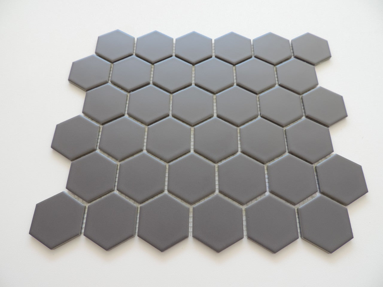 Glazed Porcelain Mosaic Tile Sheet  Barcelona 2"x2" Hexagon Matte Gray, Box 9.8 sq. ft.