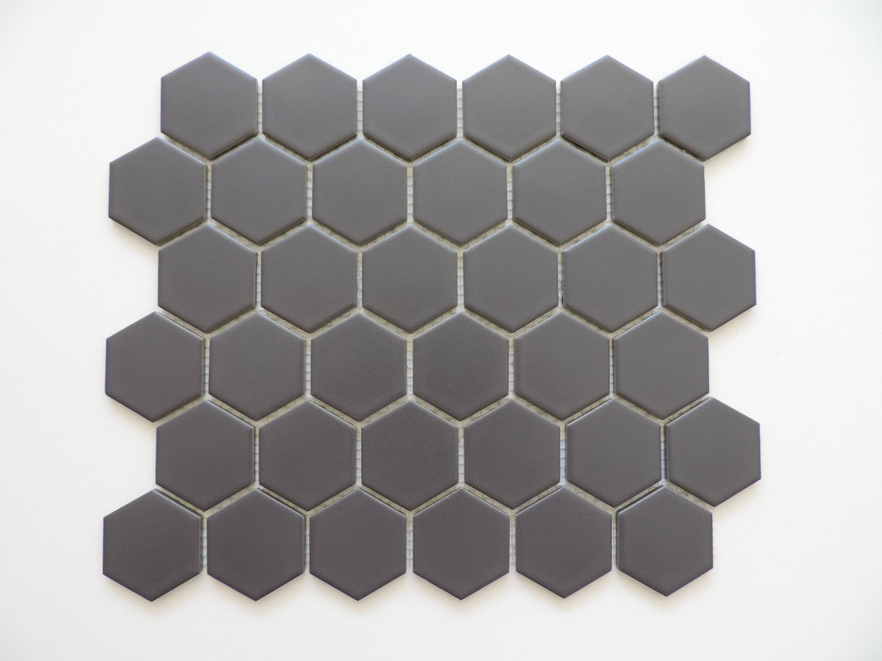 Glazed Porcelain Mosaic Tile Sheet  Barcelona 2"x2" Hexagon Matte Gray, Box 9.8 sq. ft.