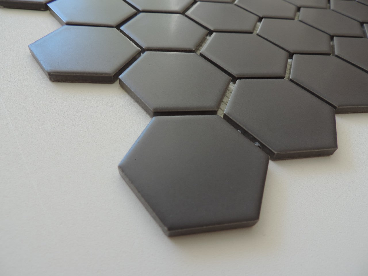 Glazed Porcelain Mosaic Tile Sheet  Barcelona 2"x2" Hexagon Matte Gray, Box 9.8 sq. ft.