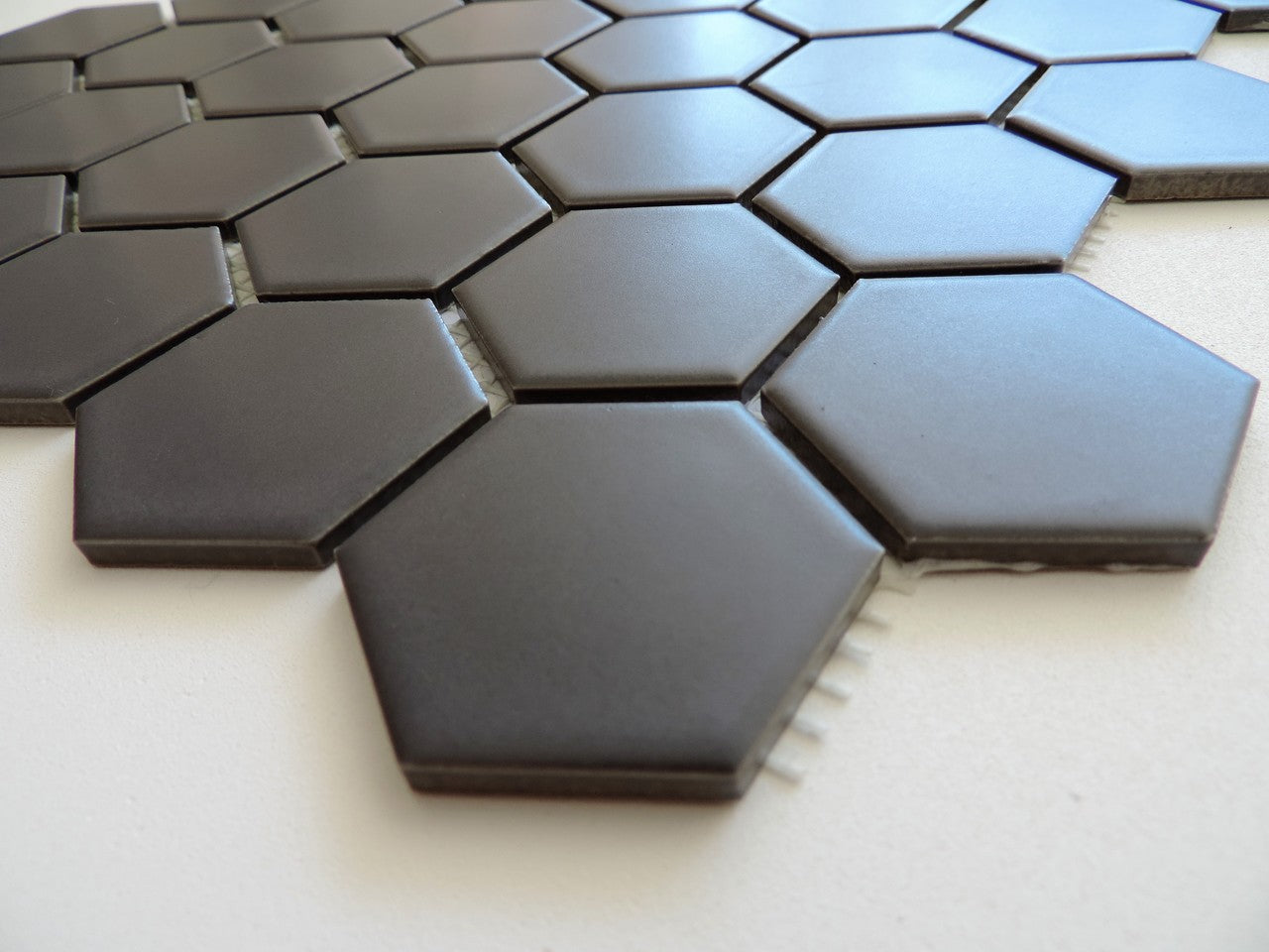 Glazed Porcelain Mosaic Tile Sheet  Barcelona 2"x2" Hexagon Matte Gray, Box 9.8 sq. ft.