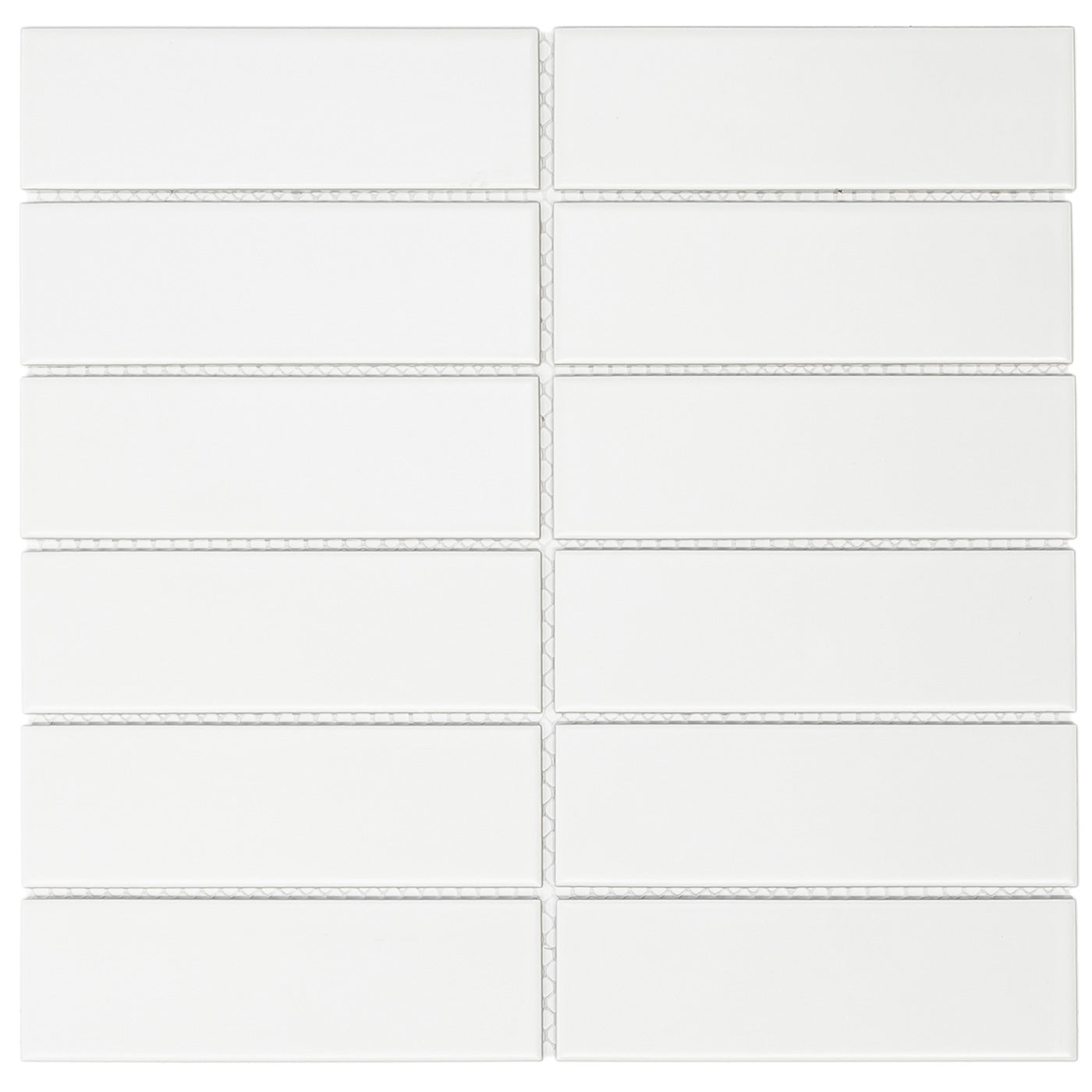 Glazed Porcelain Mosaic Tile Sheet  Barcelona 2"x6" Rectangular Matte White