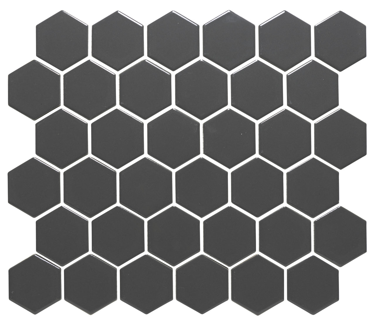 Glazed Porcelain Mosaic Tile Sheet  Barcelona 2"x2" Hexagon Matte Gray, Box 9.8 sq. ft.