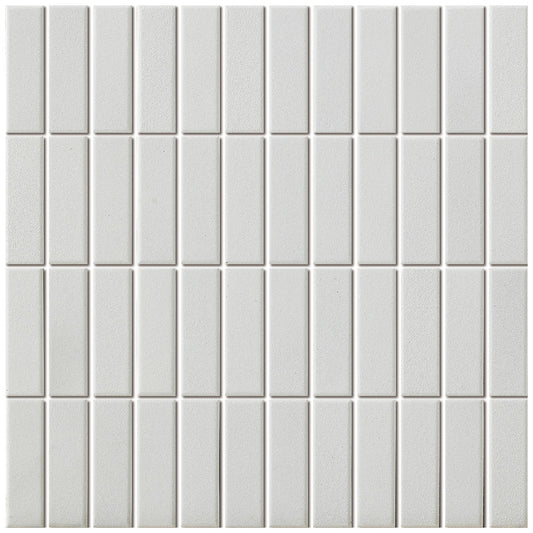 Slip Resistant Unglazed Porcelain Mosaic Tile Sheet London 3"x1" Rectangular Bright White, Box 9.7 sq. ft.