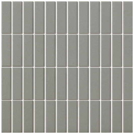 Slip Resistant Unglazed Porcelain Mosaic Tile Sheet London 3"x1" Rectangular Gray, Box 9.7 sq. ft.