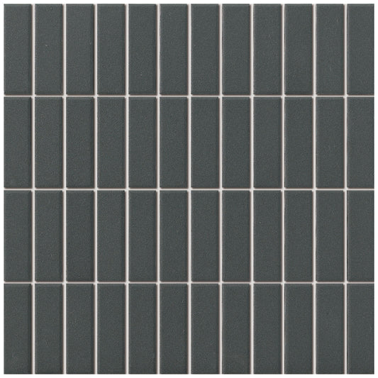 Slip Resistant Unglazed Porcelain Mosaic Tile Sheet London 3"x1" Rectangular Dark Gray, Box 9.7 sq. ft.