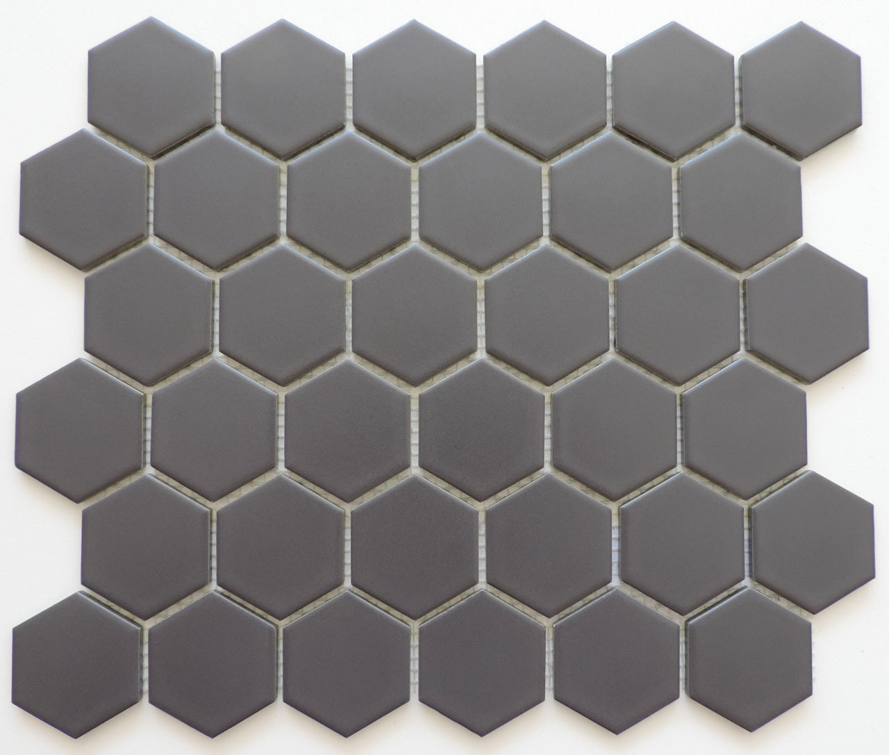 Glazed Porcelain Mosaic Tile Sheet  Barcelona 2"x2" Hexagon Matte Gray, Box 9.8 sq. ft.