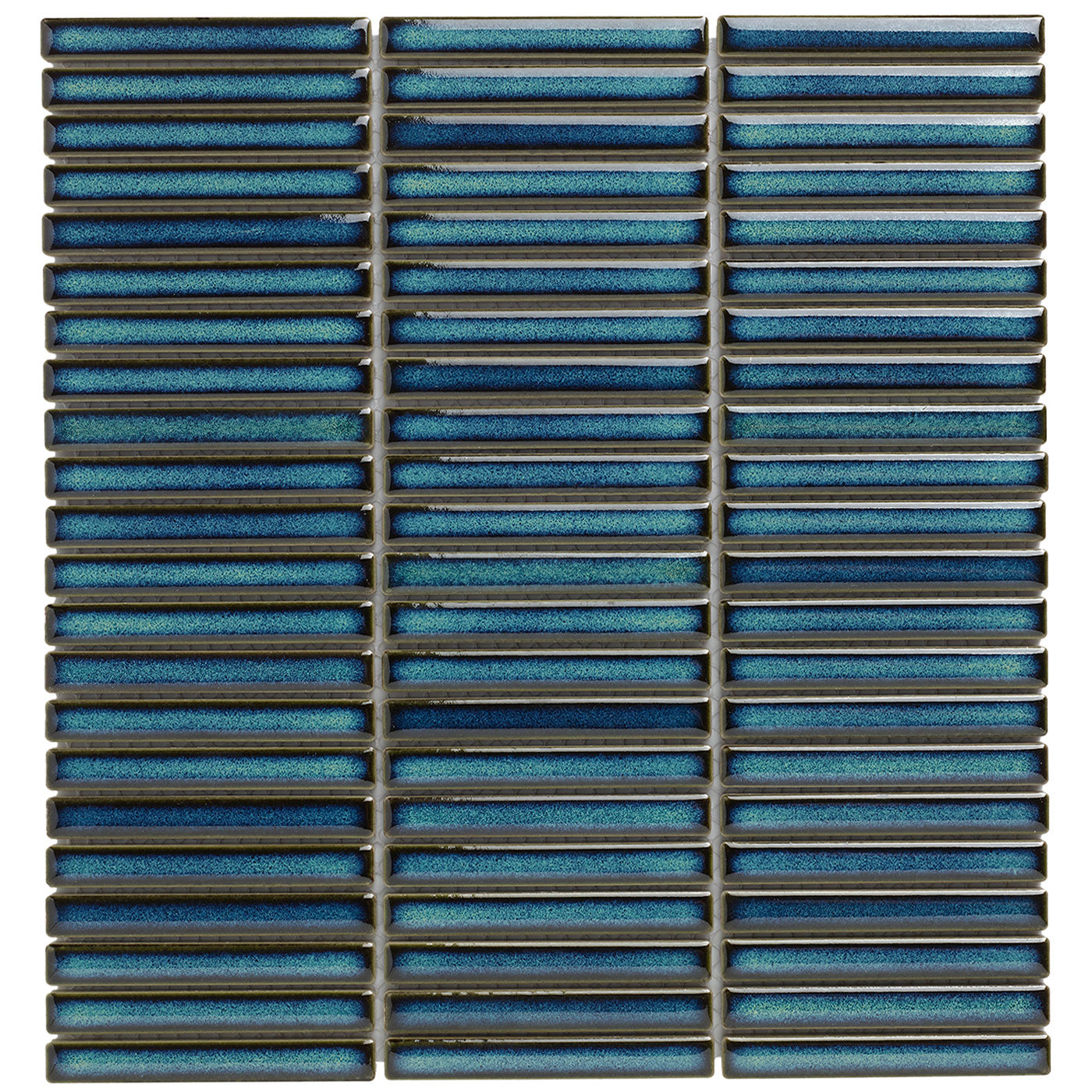 Glazed Porcelain Mosaic Tile Sheet Sevilla 3.5"x0.5" Mini Kit Kat Fingers Glossy Ocean Blue, Box 9.4 sq.ft.