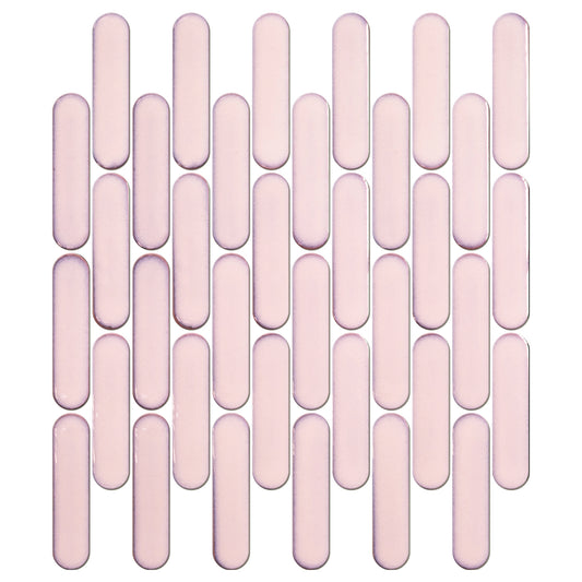 Glazed Porcelain Mosaic Tile Sheet Sevilla 4"x1" Oval Fingers Glossy Pink, Box 9.7 sq.ft.