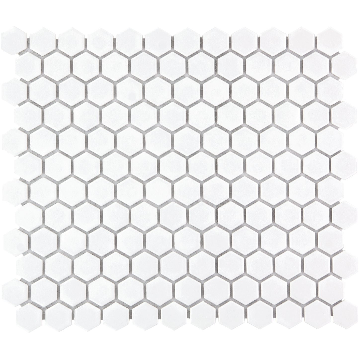 Glazed Porcelain Mosaic Tile Sheet  Barcelona 1"x1" Hexagon Glossy Extra White, Box 8.4 sq. ft.