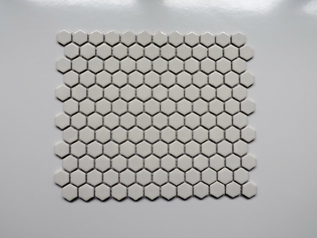 Glazed Porcelain Mosaic Tile Sheet  Barcelona 1"x1" Hexagon Glossy Extra White, Box 8.4 sq. ft.