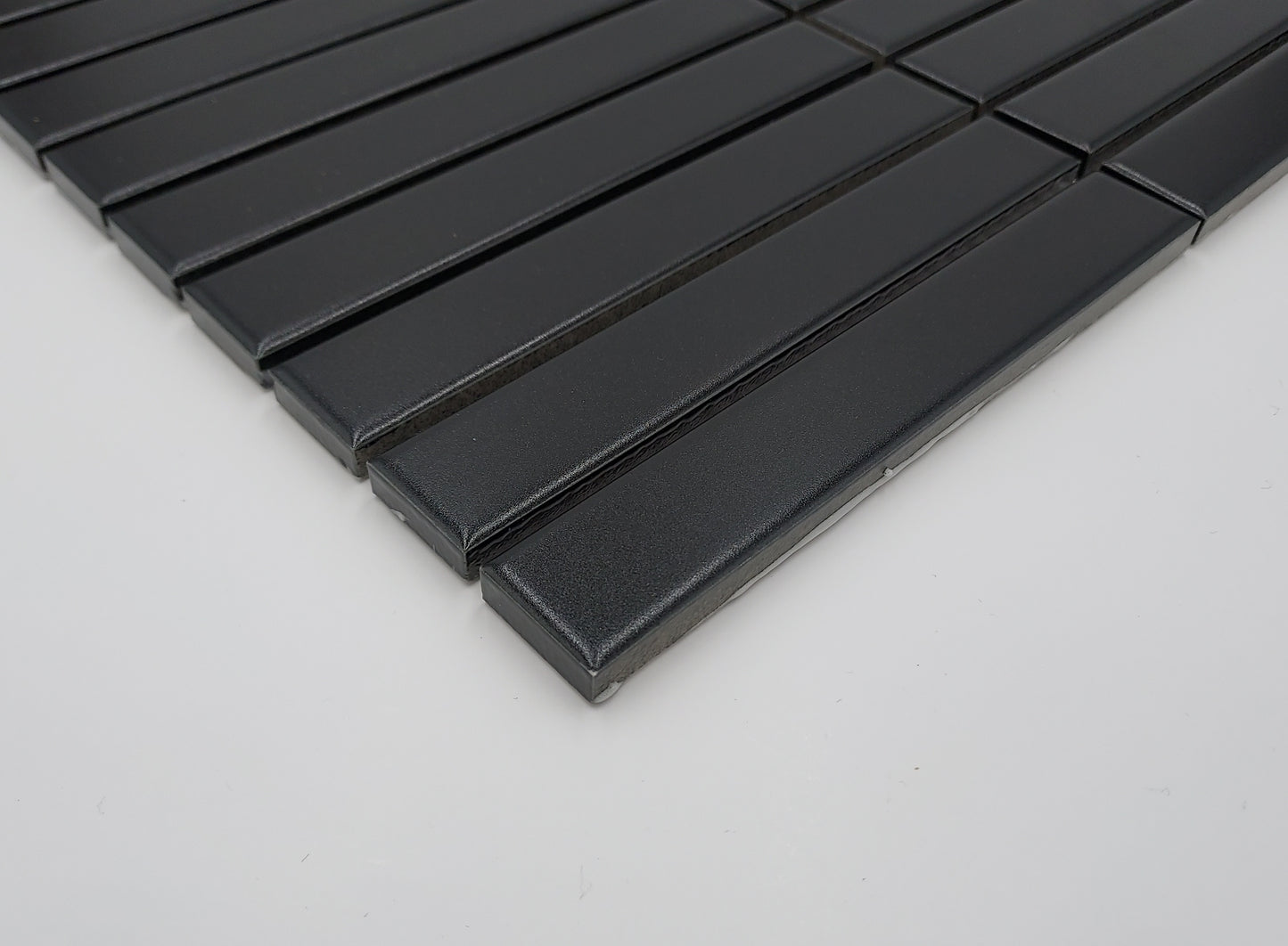 Glazed Porcelain Mosaic Tile Sheet Sevilla 6"x1" Maxi Kit Kat Fingers Matte Black, Box 9.5 sq.ft.