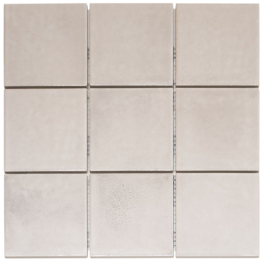 Glazed Porcelain Mosaic Tile Sheet  Kasba Handmade Moroccan 4" Square Glossy White, Box 10.76 Sq. Ft.