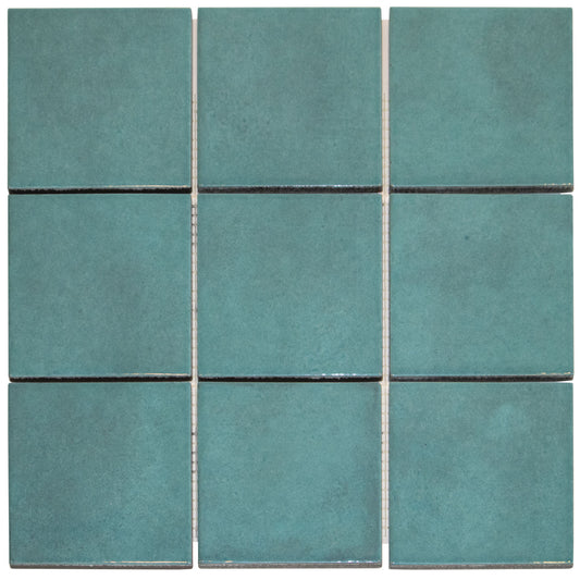 Glazed Porcelain Mosaic Tile Sheet  Kasba Handmade Moroccan 4" Square Glossy Light Blue Box 10.76 Sq. Ft.