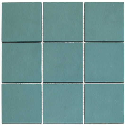 Glazed Porcelain Mosaic Tile Sheet  Kasba Handmade Moroccan 4" Square Matte Light Blue, Box 10.76 Sq. Ft.